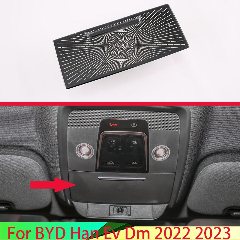 For BYD Han Ev Dm   Car Accessories Stainless Steel Interior Reading Light Horn Hood Decorative Sequ