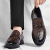 Autumn New Crocodile Pattern High-end British Foot Leather Shoes Business Dress Handsome Platform Men's Shoes