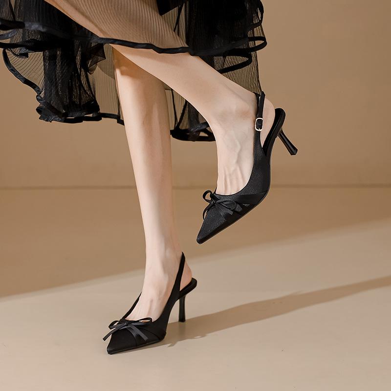 Grape mother summer new empty single shoes women's fashion French high heels women's high sense of not tired feet leather women's shoes