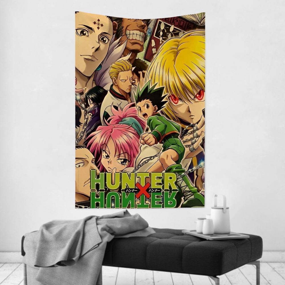 Tapisserie Anime Hunter X Hunter Tissu Mural Pratique Accrochage de Fête Polyvalent pour la Décoration de Chambre Idéal pour les Chambres Espaces Familiaux