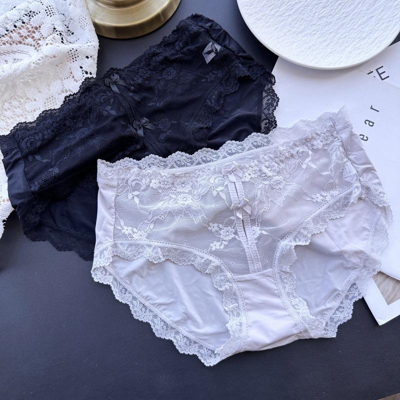 Damen Frühling und Sommer Süße und Liebliche Sexy Eis Seide Spitze Mid Waist Unterwäsche