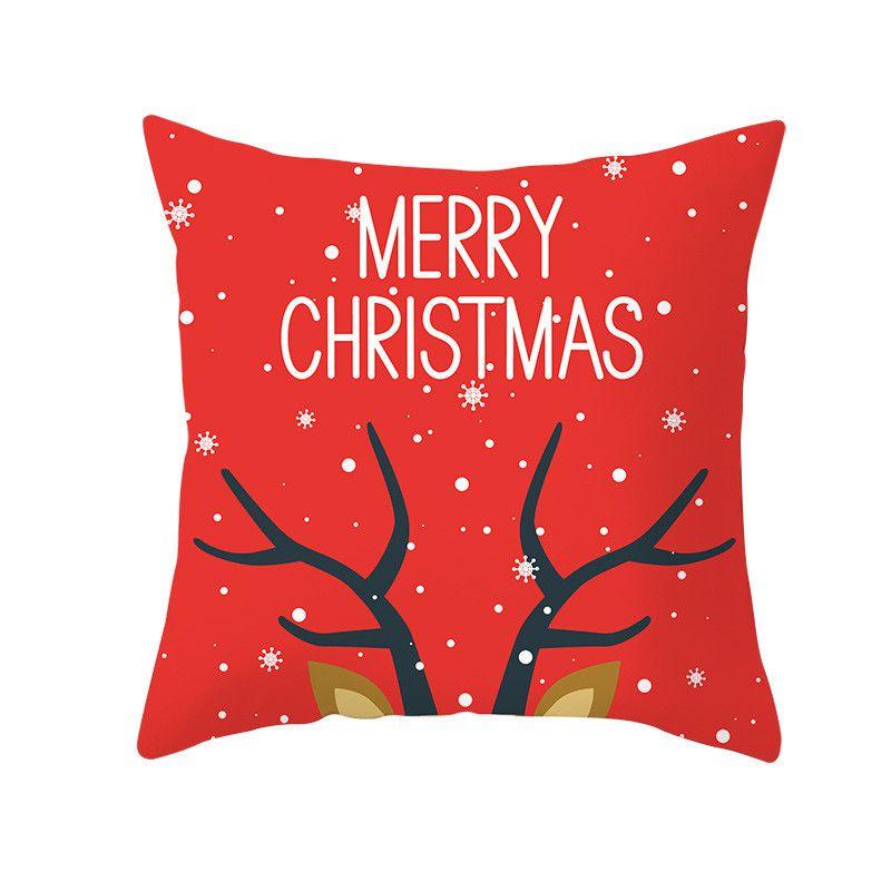 Polyester Peach Skin Christmas Cushion Cover 18" For Sofa Decor**