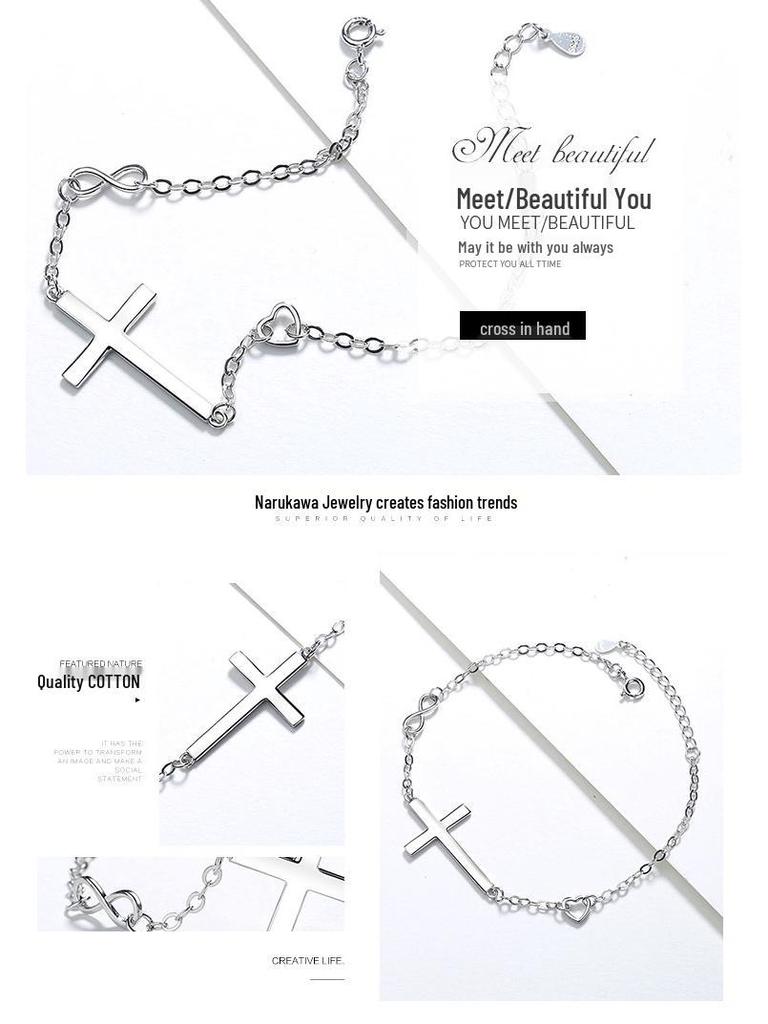 925 Silver Cross Bracelet: Elegant Unisex Fashion