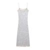 Elegant Sequin Suspender Dress with High Waist A-line Skirt