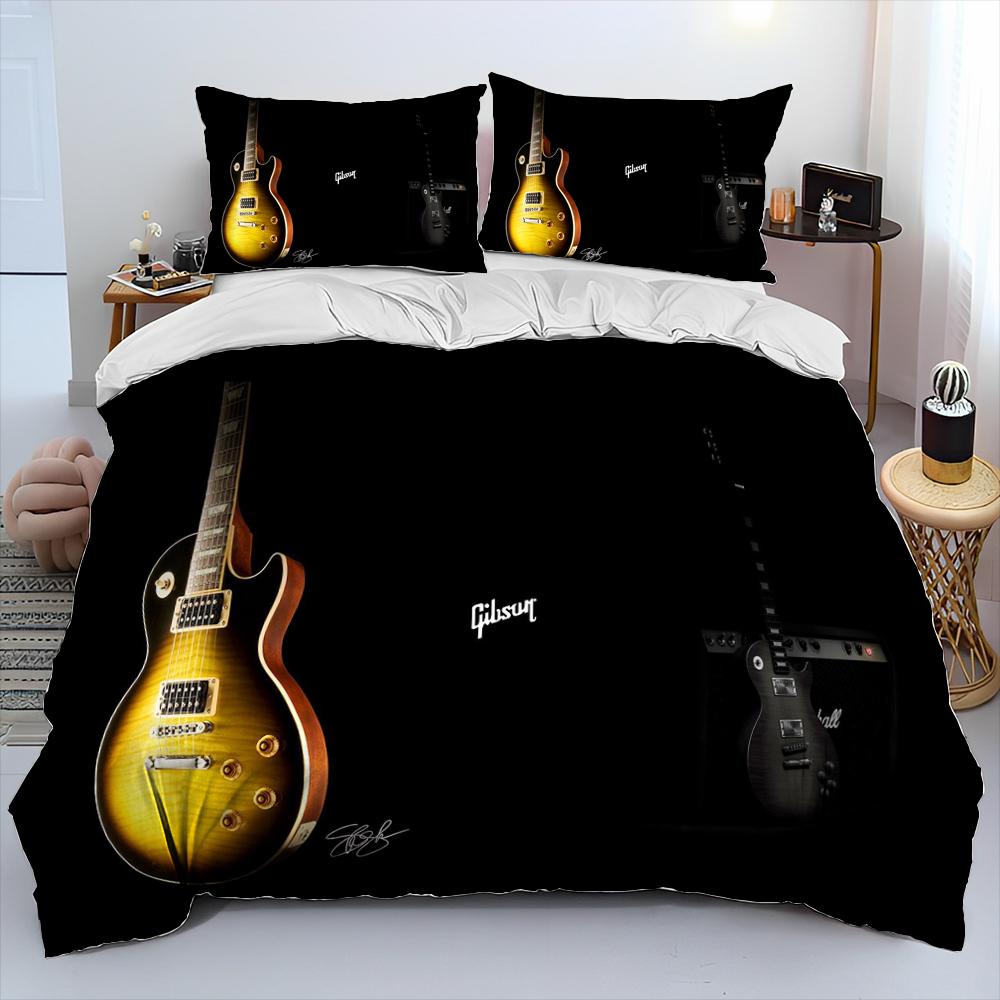 

3D классическая гитара электрогитара одеяло комплект постельного белья, пододеяльник комплект постельного белья пододеяльник наволочка, комплект постельного белья размера King Queen EU single(135x200cm)