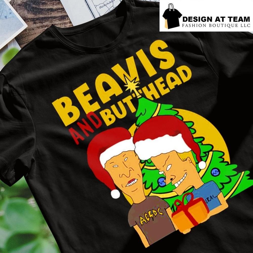 Santa Hats Beavis and Butthead Merry Christmas shirt D2032 Unisex T-Shirt S
