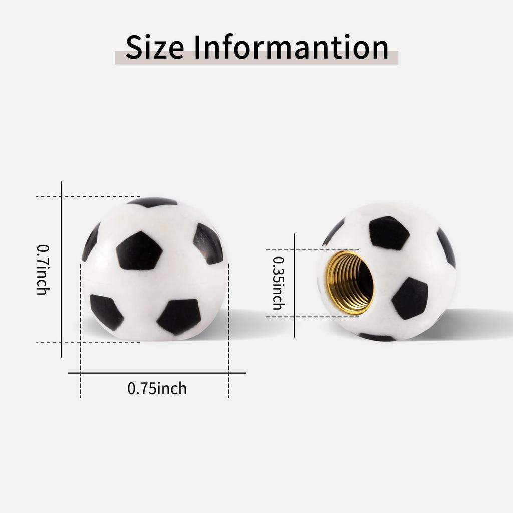 GaRhomxy Soccer Ball - 4pcs Football Shape Tire Valve Stem Caps Car Wheel Tire