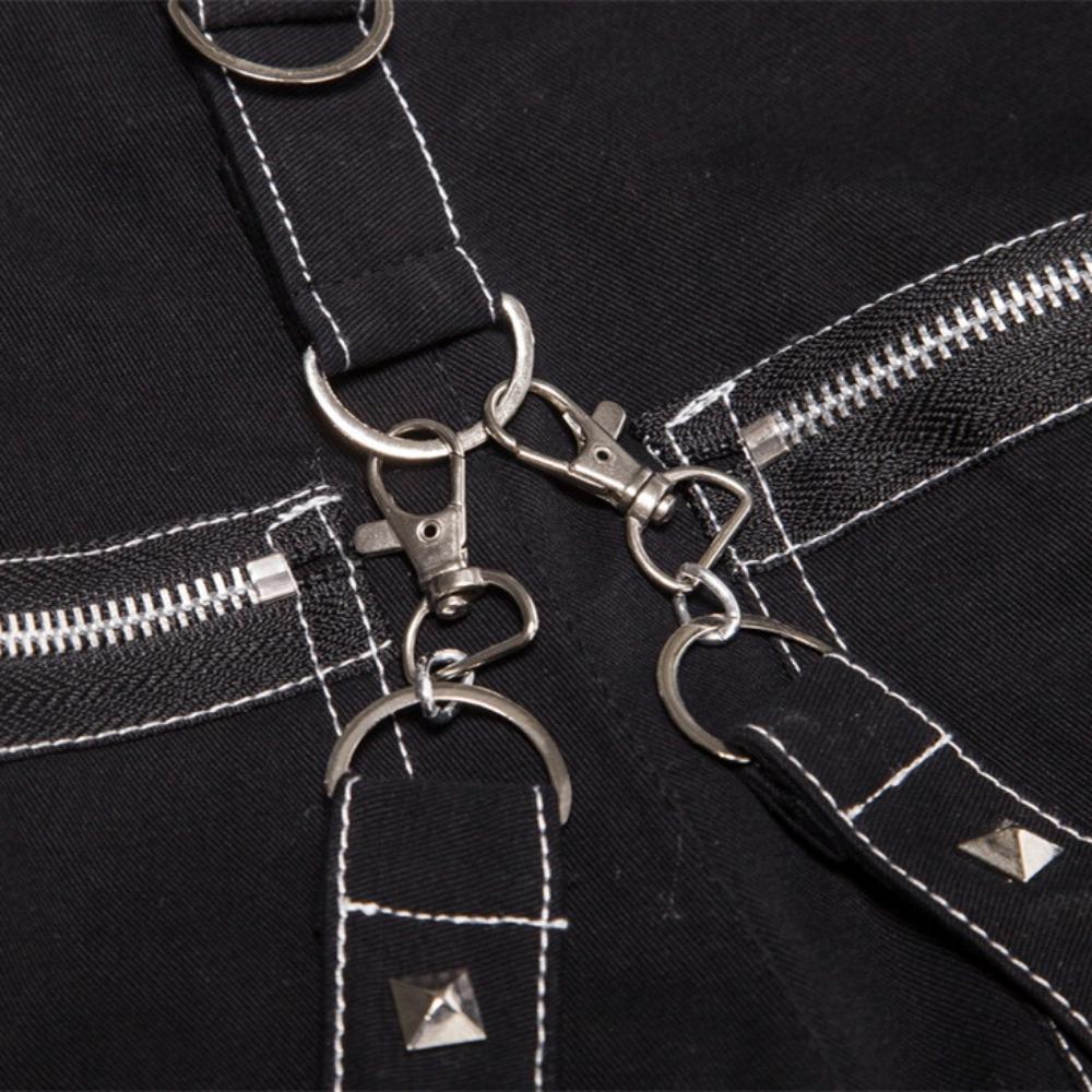 2025 Men's Hip Hop Rock Punk Gothic Pants Cotton Casual Pants Buckle Zip Chain Strap Trousers Men Streetwear Daily Cargo Pants