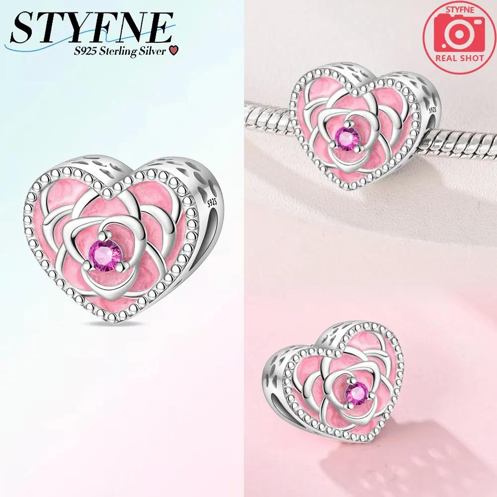 Copper Charms Bead Romantic Rose Night Rose Charm Pendant Fit Bracelet Necklace Diy Birthday For Woman Jewelry Gift