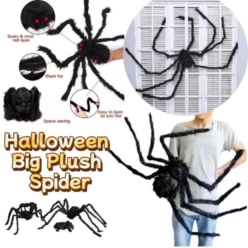 Nuovo Peluche Halloween Ragno Gigante Realistico Simulazione Morbido Ragni Neri Grandi Decorazioni Scherzose per Esterno Ragni Halloween