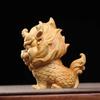 Miniature Statue Wooden Carving Auspicious Beast Qilin Ornament Office Accessories  Home Decoration Gift Collection Souvenirs