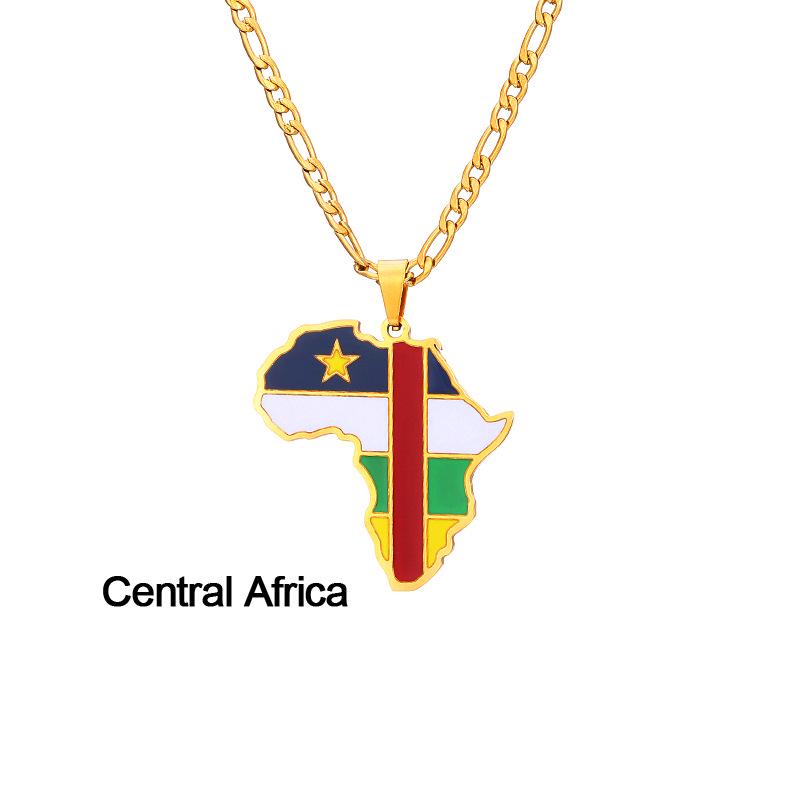 Collar con Mapa de Esmalte Africano: Colgante Geométrico de Acero de Titanio, Joyería Estilo 2022.