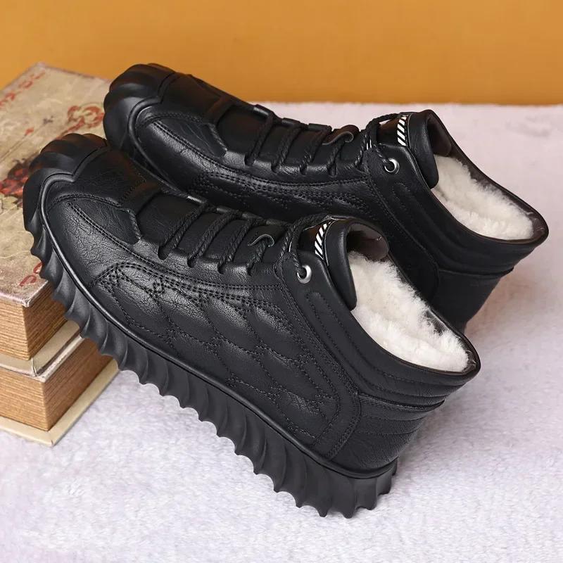 Men's Cotton Shoes with Winter Fleece and Thick Cotton Boots for Cold and Warm Work Boots, Outdoor Leisure Snow Boots