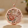 Collier Pendentif Phénix Chinois Fait Main Alliage de Zinc Plaqué Or Rose Bijoux Floraux Animaliers Femmes Hommes