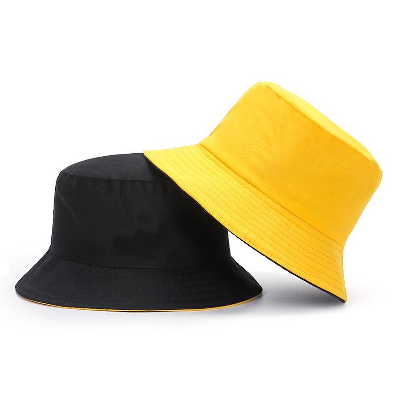 Male and female couple double-sided embroidery text bucket hat spring and summer student sunshade basin hat big brim