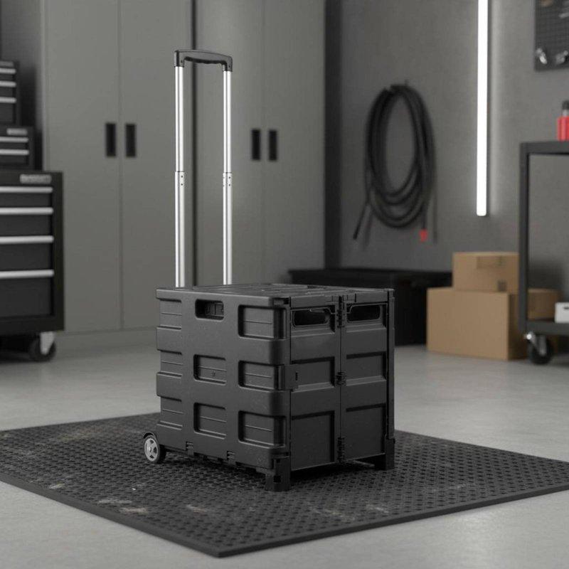 Portable Storage Box with Telescopic Handle Versatile Portable Wheeled Storage Box Foldable Rolling Utility Cart