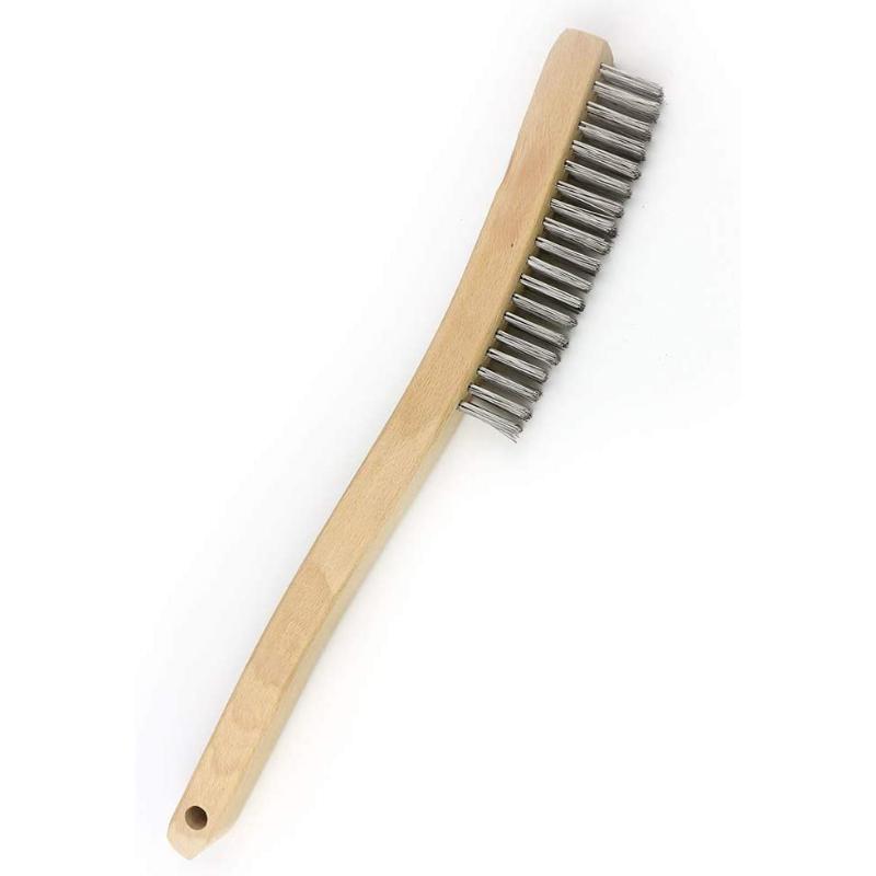 

Проволочная щетка, скребок из нержавеющей стали для очистки ржавой, длинная изогнутая буковая ручка