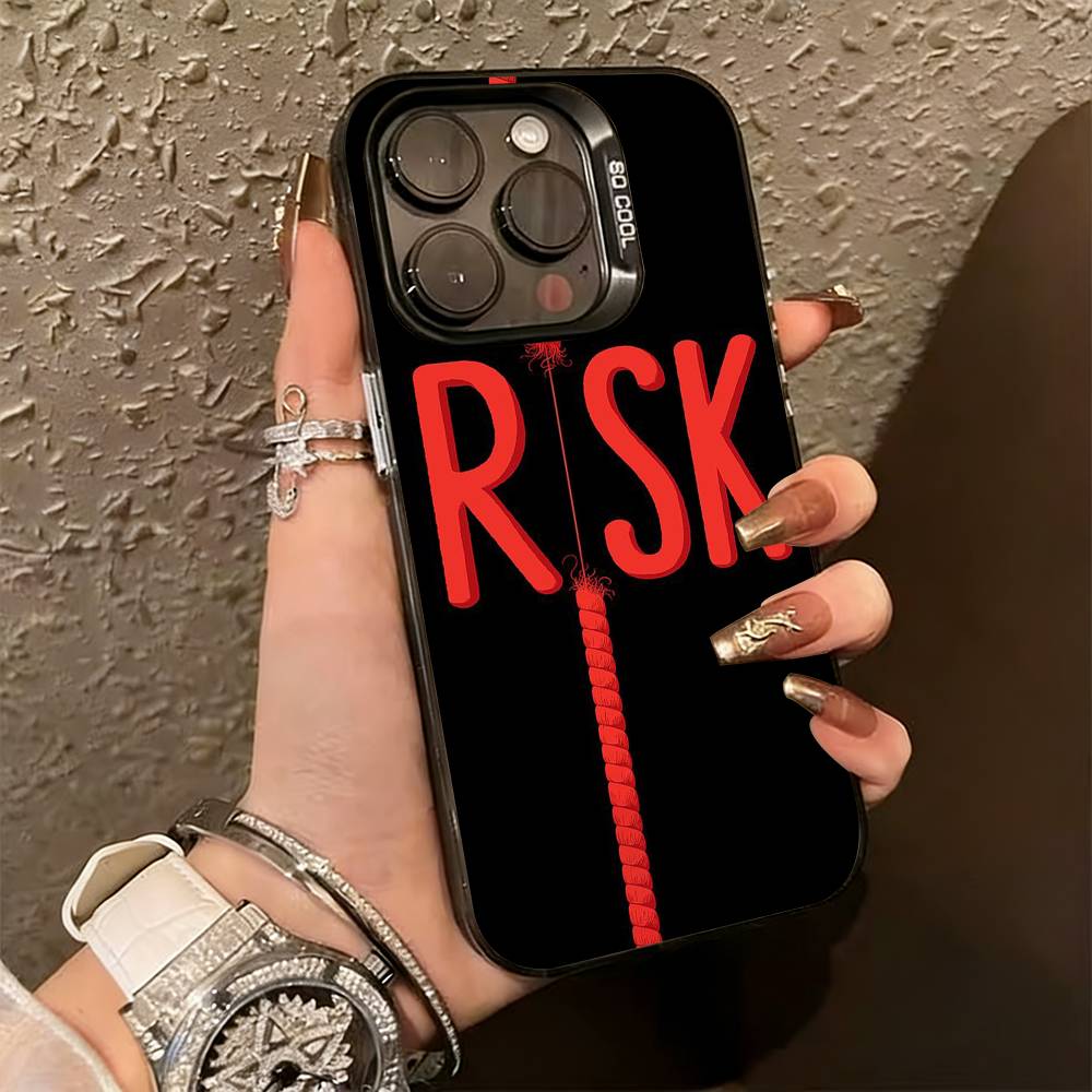 Day Trader Trading RISK RICH  Phone Case For iPhone 17,16,15,14,13,12,11 Plus,Pro Max,XS,Colorful Silver Black Cover