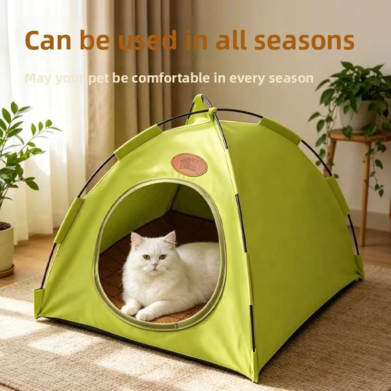 Foldable Pet Cat Tent Suitable All Four Seasons Closed Design Breathable Cat House Waterproof Stable Pet Kennel Outdoor Camping
