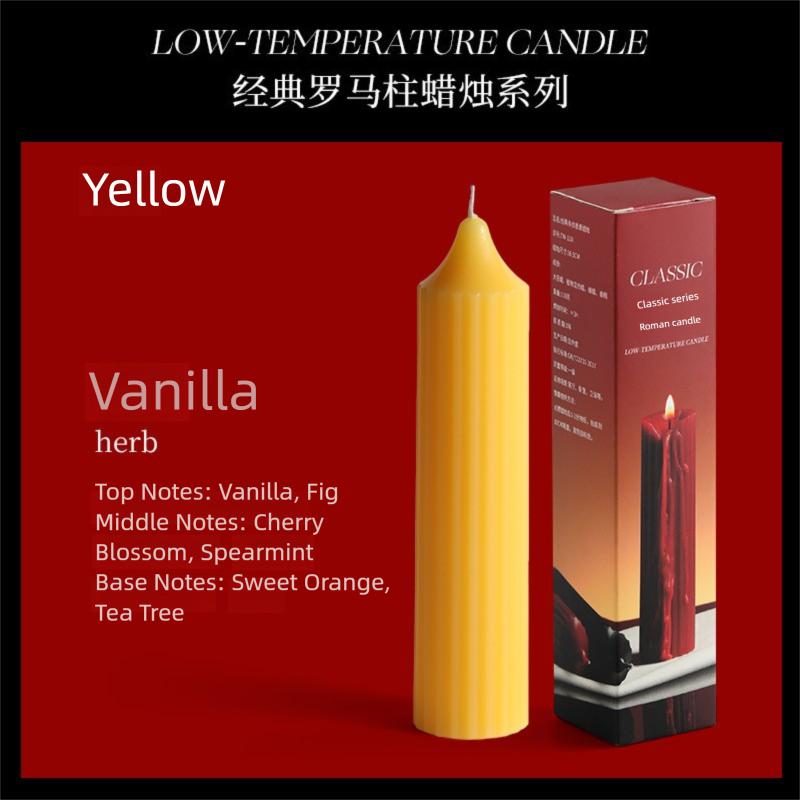 Striped Roman Column Multi-colored Aromatherapy Candle Custom Scented Candles Candles Decor Candles for Gift Scented Wax 3.5*15CM&Rose