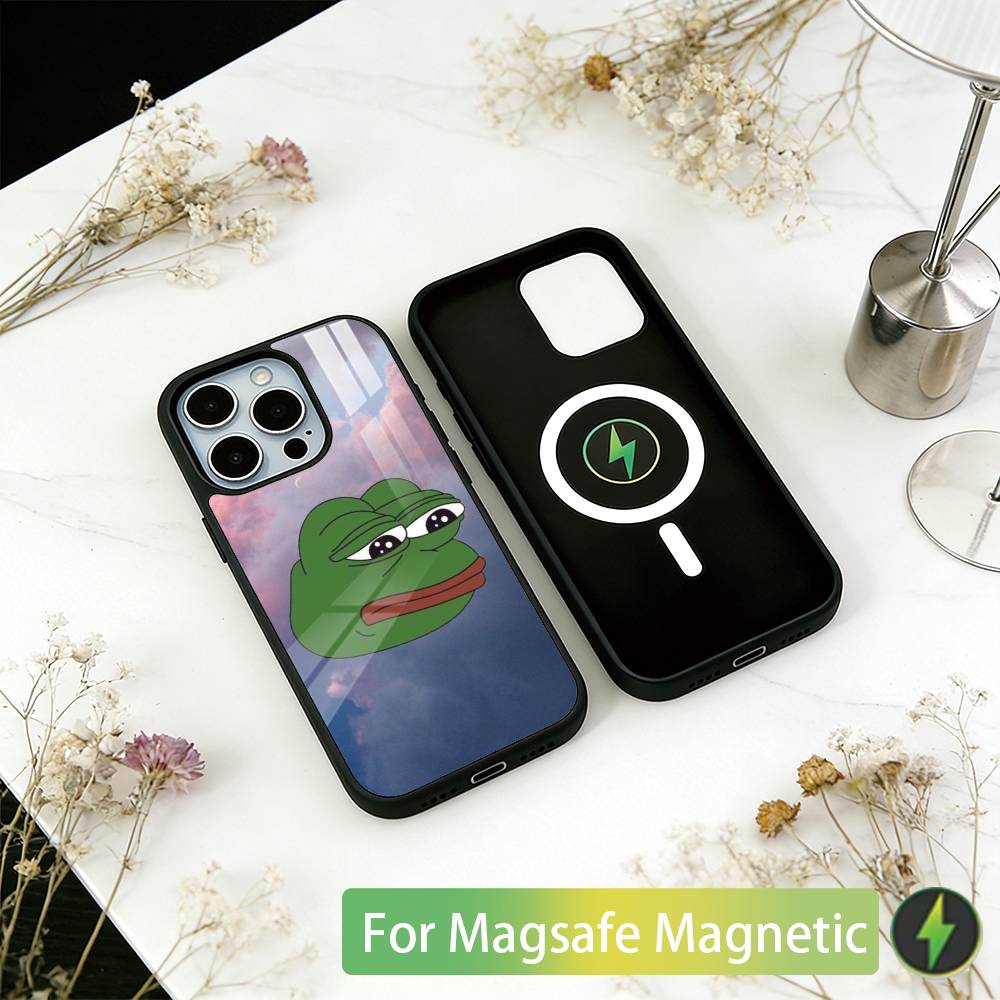 Funny The P-PEPE Frog Phone Case For iPhone17,16,15,14,13,12,11 Plus,Pro Magnetic For Magsafe Wireless Charging