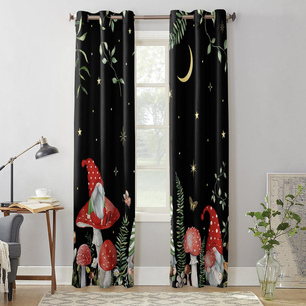 Pflanzen Pilze Blumen Zwerge Moderne Fenstergardinen für Wohnzimmer Schlafzimmer Vorhang Küche Behandlung Jalousien Vorhänge
