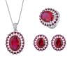 Jewelry Popular Simulation Red Glass Denier Pendant Ring Stud Earrings Set Main Stone 12 * 16