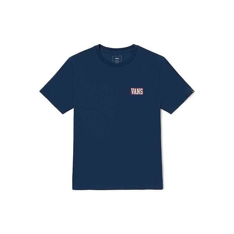 Vans American Vintage Letter Print Loose Round Neck Short Sleeve T-Shirt Unisex T-Shirts Dark-Blue VN00090GLKZ