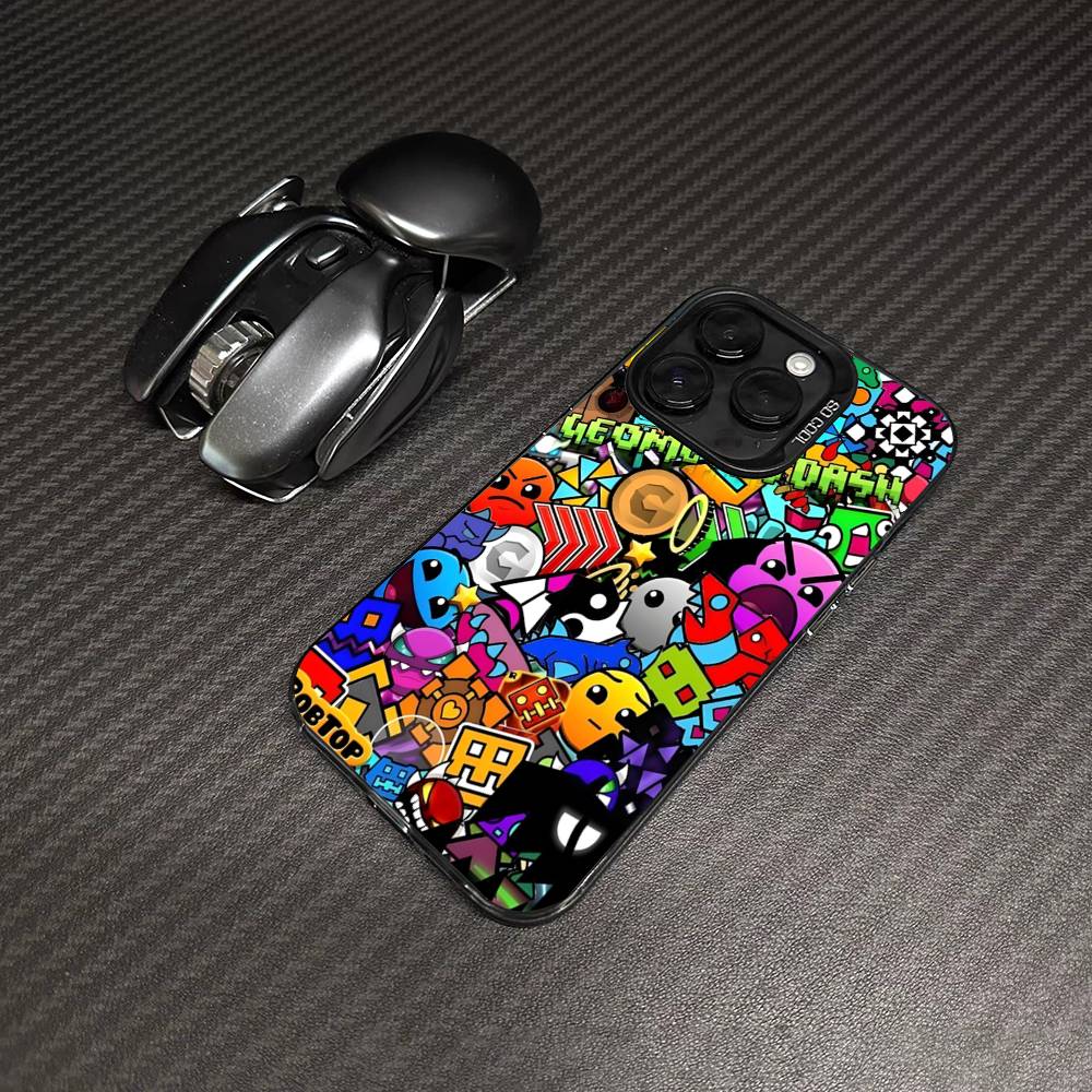 Game Geometry Dash Phone Case For IPhone 17 16 15 14 13 Pro 12 11 Pro Max PLUS Color Back Cover