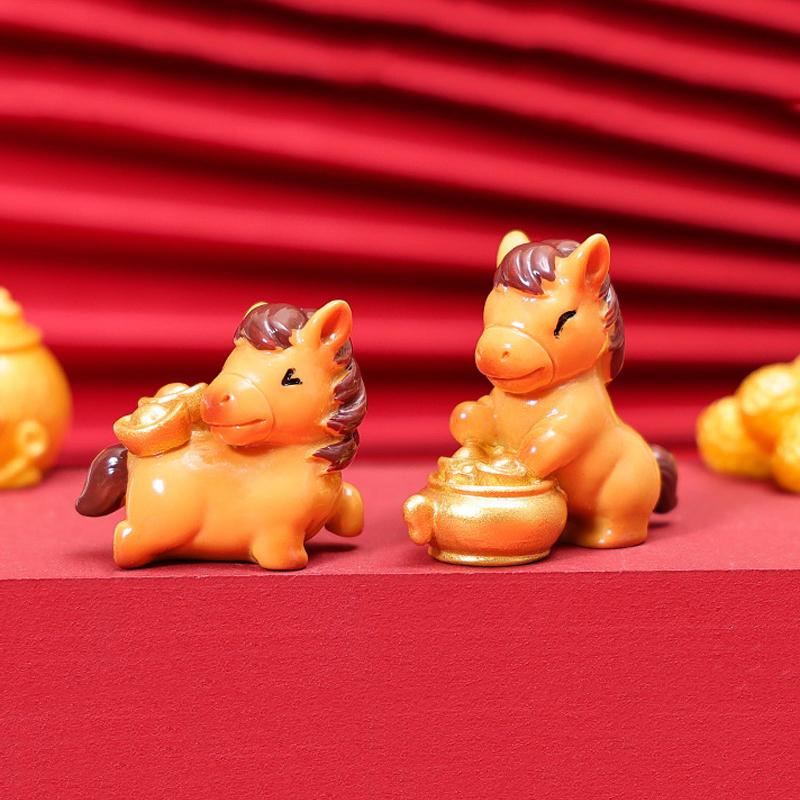 2026 Chinese Zodiac Horse Figurines Cute New Year Decor Micro Landscape Ornament Home Desk Room Decoration Gift