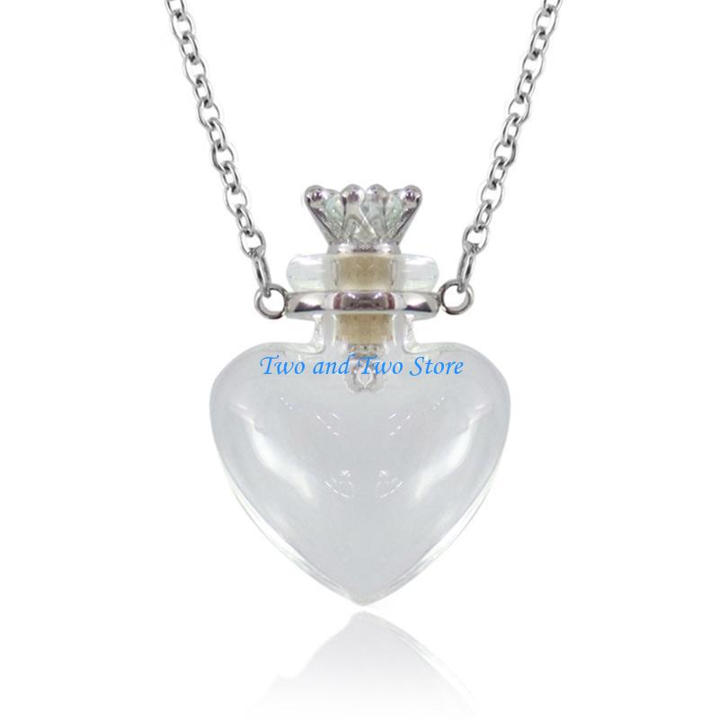 HX6F Clear Water Drop Bottle Necklaces Essential oil Keep Openable Necklace