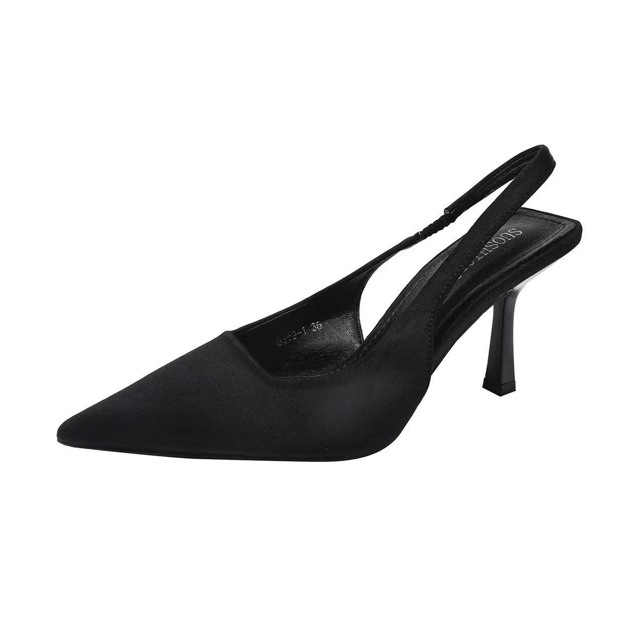 

Spring new design sense niche black professional pointed head thin heel high heels versatile sandals bag head women s shoes 34