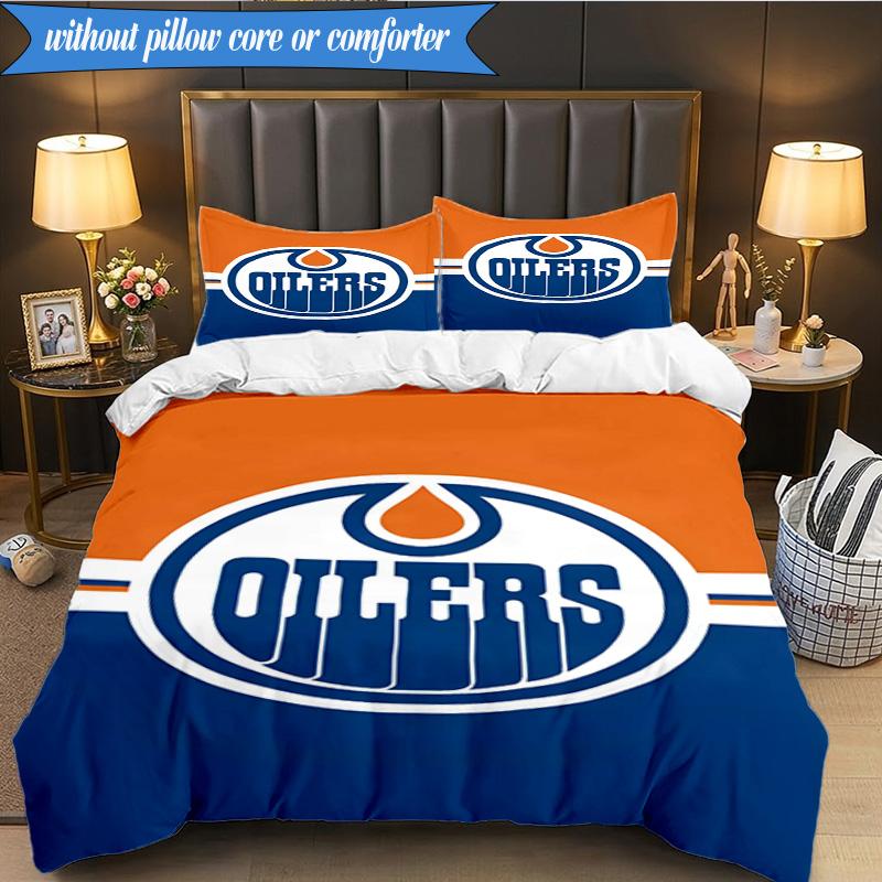 3PCS Energetic Oilers Team Spirit Bedding Set,Including 1pc Duvet Cover And 2pcs Pillowcases Perfect for Bedroom, Dormitory, Fan Christmas gift
