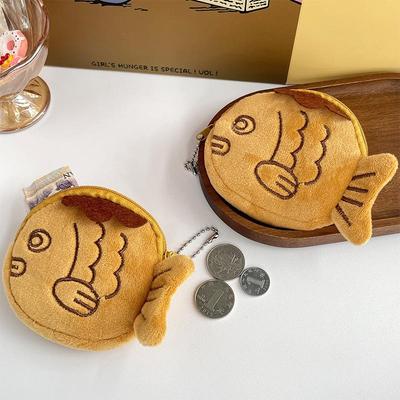 Adorable Taiyaki Plush Coin Purse & Keychain - Earphone, Lipstick, Cable & Small Items Fish Bag
