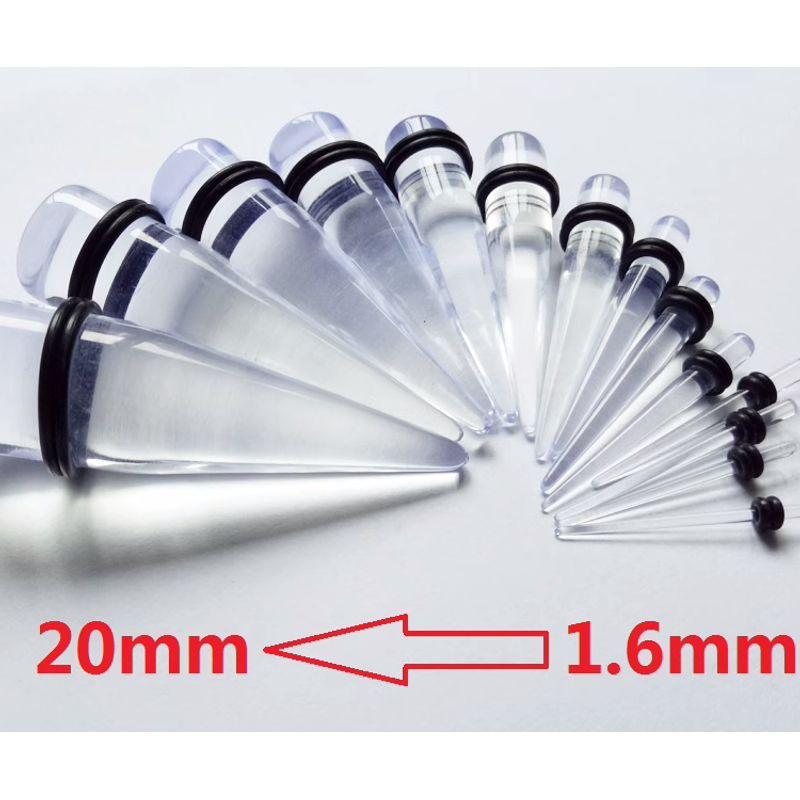 

Пирсинг Украшения Акриловый Прозрачный Острый Конус Растяжка Уха 12mm single price