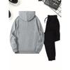Motorcycle Pattern Printed Hooded Sweatshirt Set for Men Drawstring Sweatpants Trendy Casual Sports Versatile Two Piece Set
