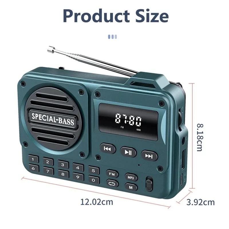 Portable FM Radio Rechargeable Battery USB TF MP3 Music Player Supports Headphone Play Bluetooth Speaker With Receiver FM Radios