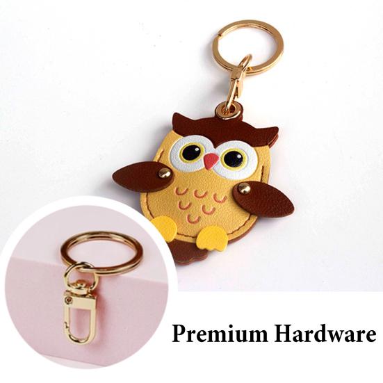 Keychain Pendant Cartoon Owl Charm Card Holder Faux Leather Access Card Case Decorative Keychain