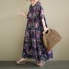 DIMANAF New 2026 Summer Beach Women Plus Size Lady Long Dress Loose Oversize Maxi Floral Print Cotton Vintage