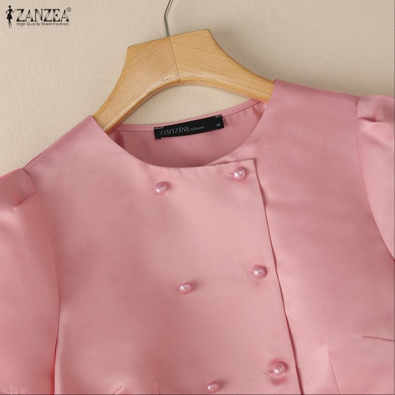 ZANZEA Blusa a Maniche Corte da Donna e Gonne Lunghe Casual Set Completi Due Pezzi