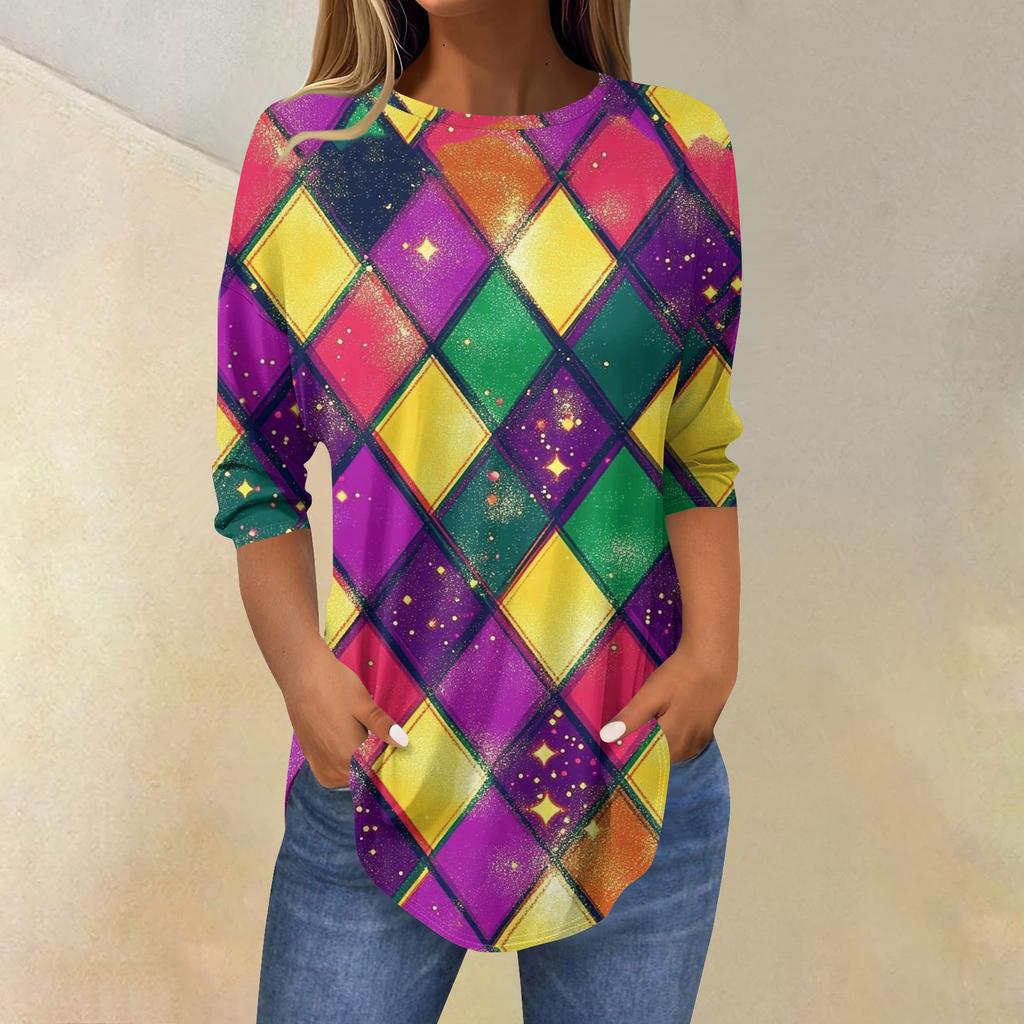 Camisetas para mujer Manga 3/4 Camisas Color Sólido Jersey Verano Primavera Tops Blusas