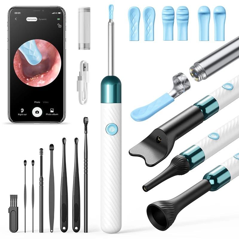 Wireless Ear Wax Removal With Camera Rechargeable Ear Cleaner 8 Megapixels Check Camera with 6 Pcs Ear Spoon Set Canal Clean