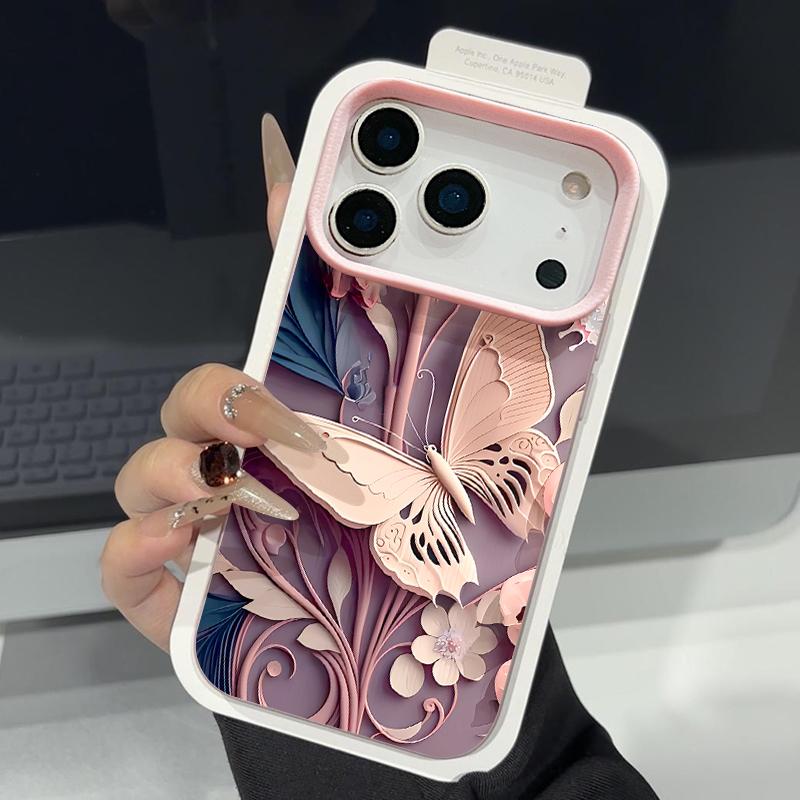 Colored Butterfly Printed Phone Case For iPhone 17e 17 Pro 16 15 14 13 Pro Max 16e 11 Shockproof Soft TPU Leather Texture Cover