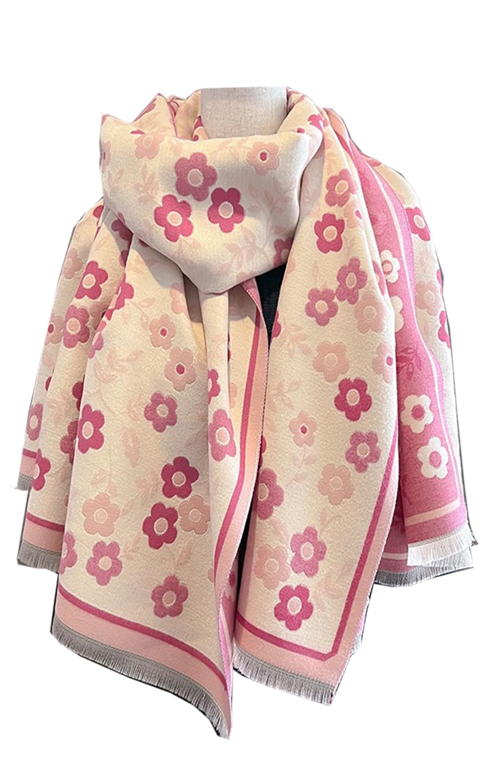 

Пижама Yume Оверсайз Стола/Шарф/Шаль для женщин (Свободный размер, Розовый цветочный)