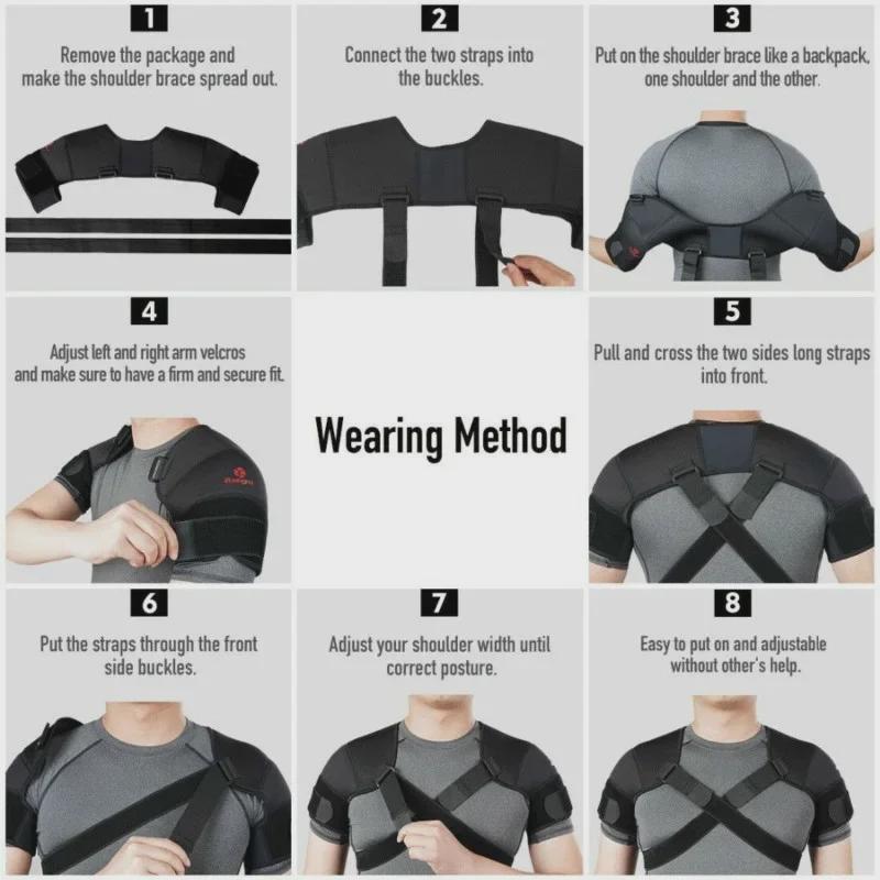 Adjustable Double Shoulder Brace for Back Pain Relief with Cross Straps