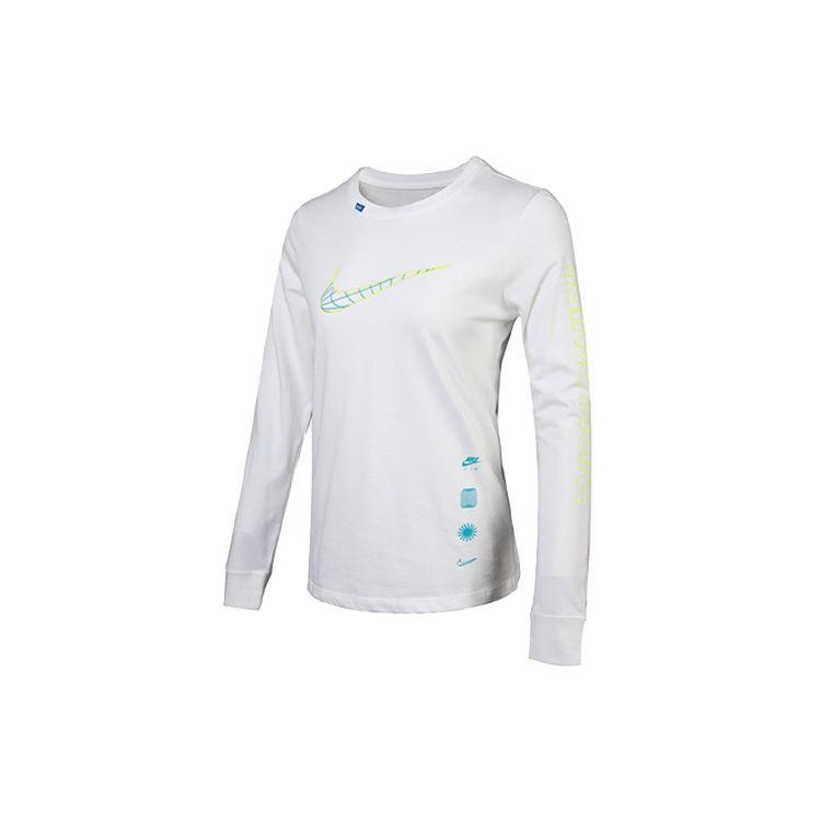 Nike Sportswear Long Sleeve Crew Neck T-Shirt Women Tops White CV9174-100