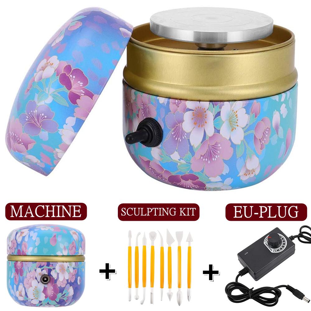 Electric Pottery Wheel Machine with Turntable+Sculpting Kit, DIY Clay Tools Mini Pottery Forming Machine for Arts Crafts Ceramic