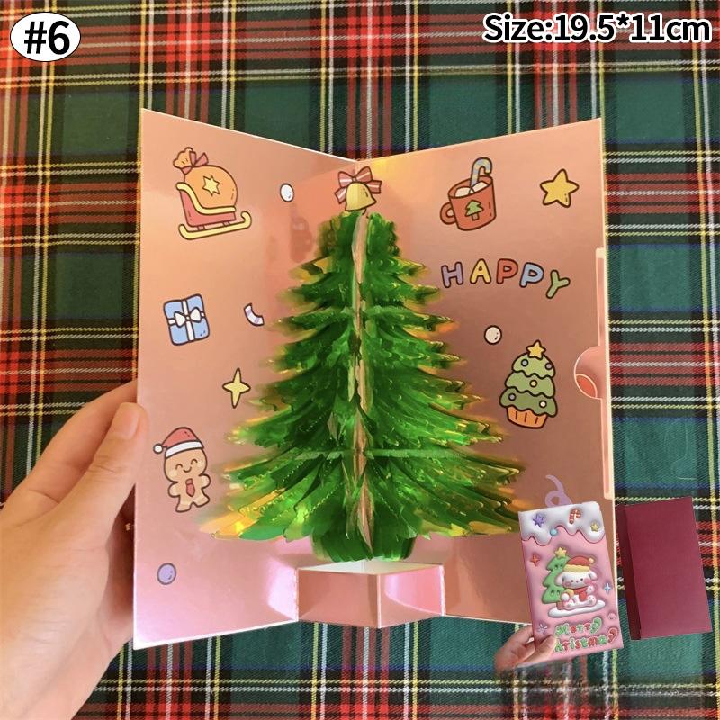 3D Christmas Tree Greeting Cards Desktop Decor Xmas Party Pop Up Card Postcard for Kids 2025 New Year Home Decoration Supplies