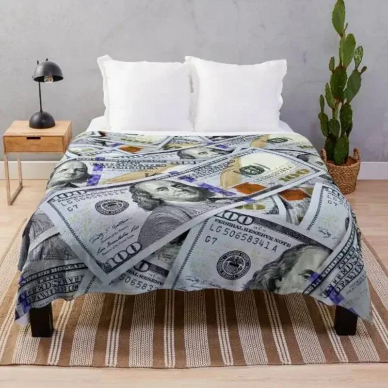Dollar Geldschein Muster Flanelldecke Superweich Warm Leichtgewicht Königin-Größe für Bett Sofa Couch Decke für Teenager
