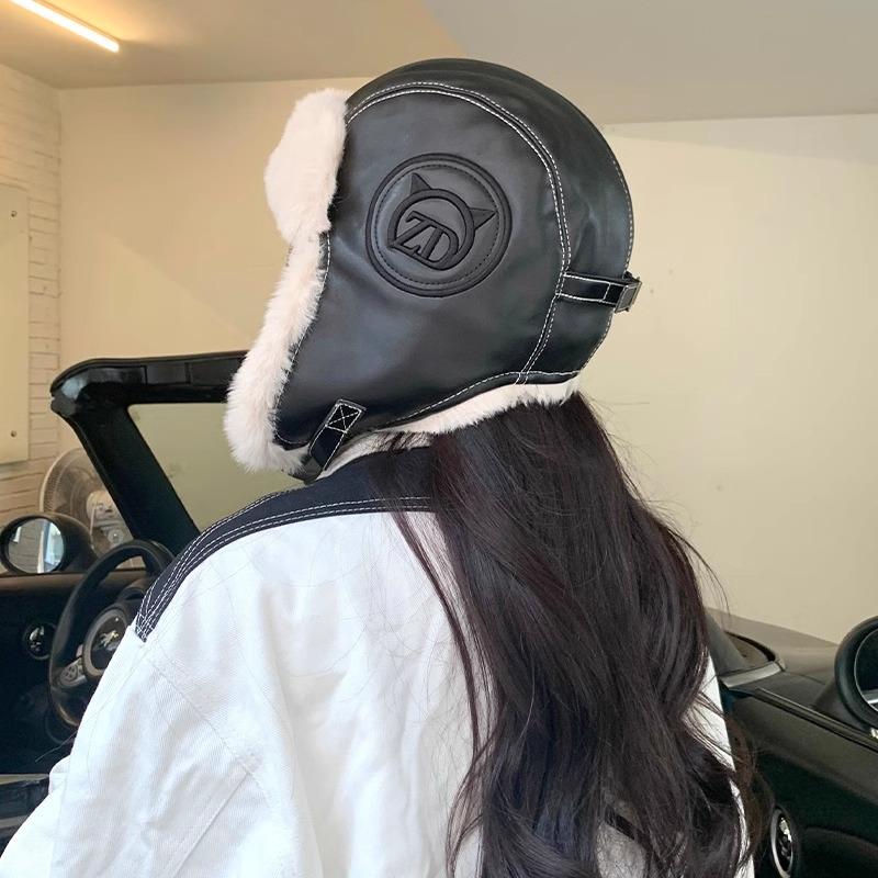 Lei Feng Hat Women's Autumn and Winter Thick Warm Hat Leather Plush Hat Trendy Outdoor Hat Skiing Cold Proof Ear Protection Hat Flight Hat Men's Hat